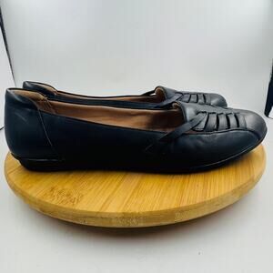 Clarks Collection Gracelin Gemma Ballet Flats Size 9.5W Black Leather Comfort